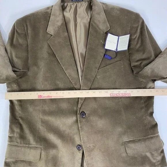 Alan Flusser Luxurious Plush Corduroy Sport Coat Blazer Tan Cotton Jacket 46L - Picture 8 of 11